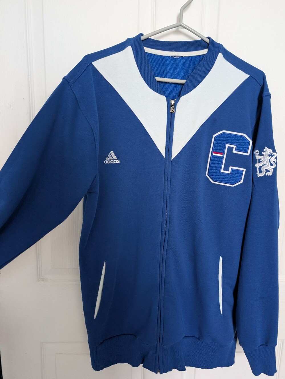 Adidas Men’s Blue Full-Zip Track Jacket with Contrast Panels